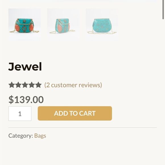 $139 MSRP - Ramla JEWEL Bag - TEAL & ORANGE Mosaic Tiles Handmade in Morocco - Picture 4 of 8